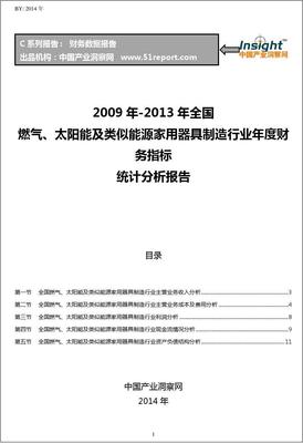 2009-2013年全國燃氣、太陽能及類似能源家用器具制造行業財務指標分析年報——聚焦太陽能用器具制造